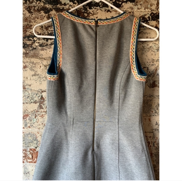 Anthropologie Maeve Grey Embroidered Dress - Picture 6 of 7